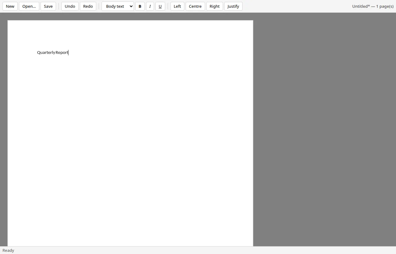 The IronIngot word processor showing a document with formatted text.